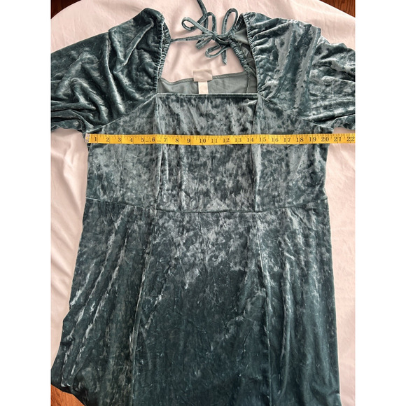 Ava & Viv Crushed Velvet Milkmaid Peasant Midi Dress Womens Size 1X Teal NWT - Picture 6 of 9